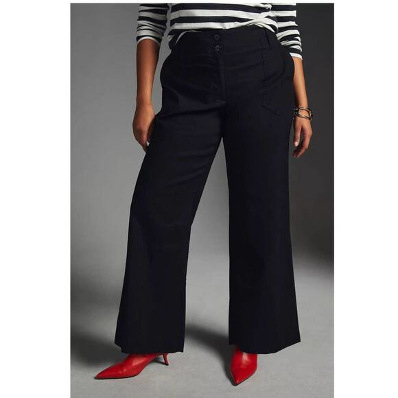 MAEVE ANTHROPOLOGIE Pants Size 18W Naomi Linen Blend Black NWT Plus Curvy - Picture 1 of 15
